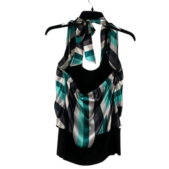 Love Tease Halter Top Chevron Stripes Adjustable Size Medium NWT Small Flaw - Picture 2 of 15